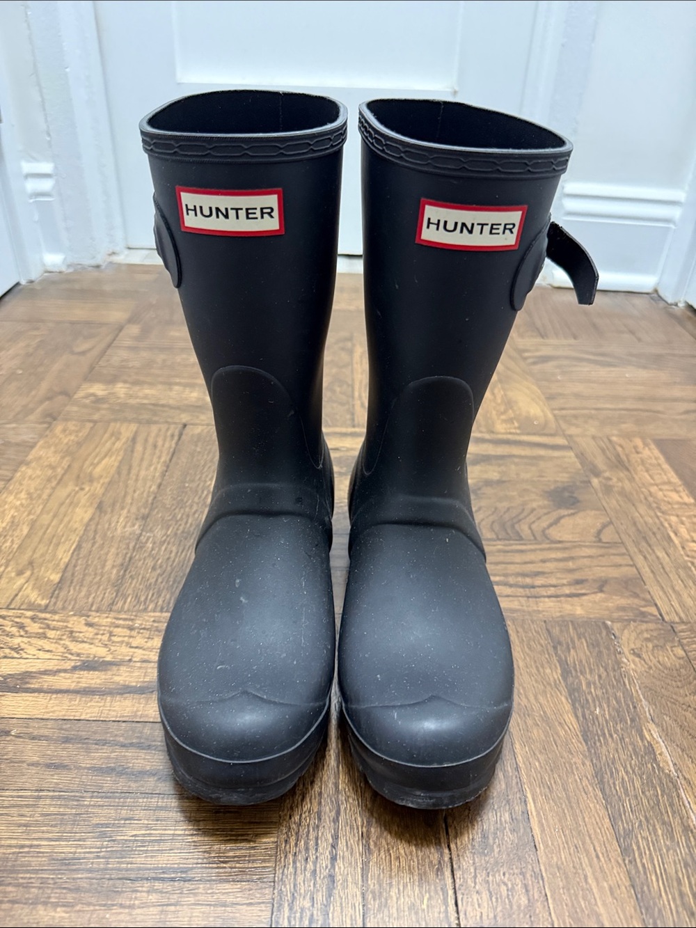 Hunter Black Mid-Calf Rubber Rain Boots